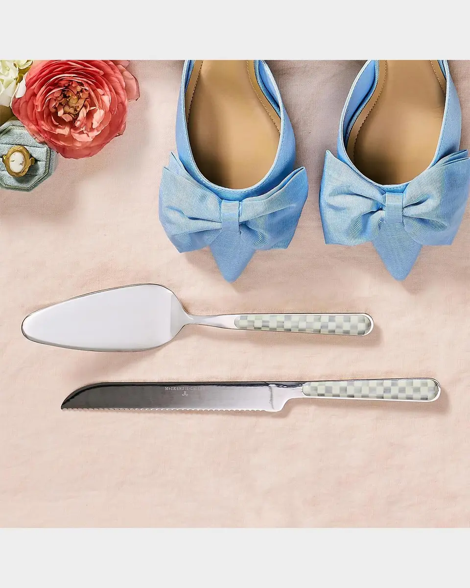 MacKenzie-Childs Sterling Check Bistro 2-Piece Cake Serving Set | Thumbnail 2