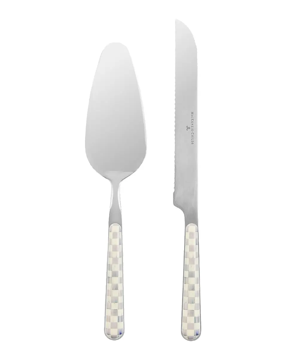 MacKenzie-Childs Sterling Check Bistro 2-Piece Cake Serving Set | Thumbnail 3