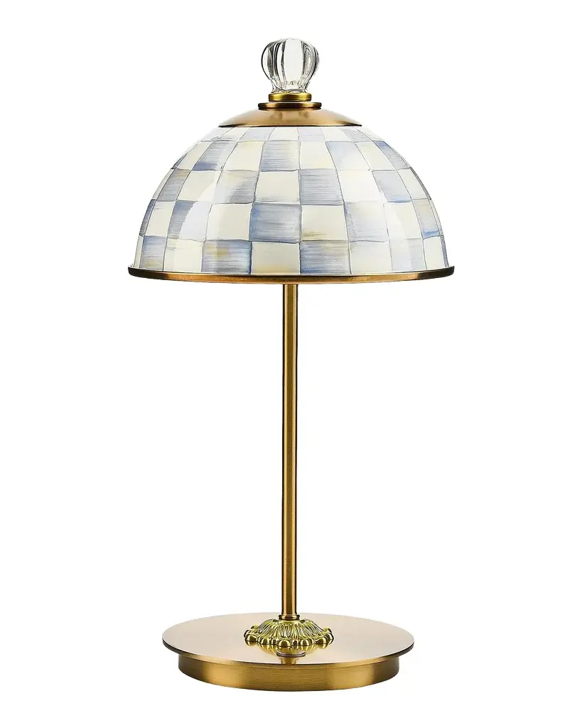 MacKenzie-Childs Sterling Check Rechargeable Dome Table Lamp