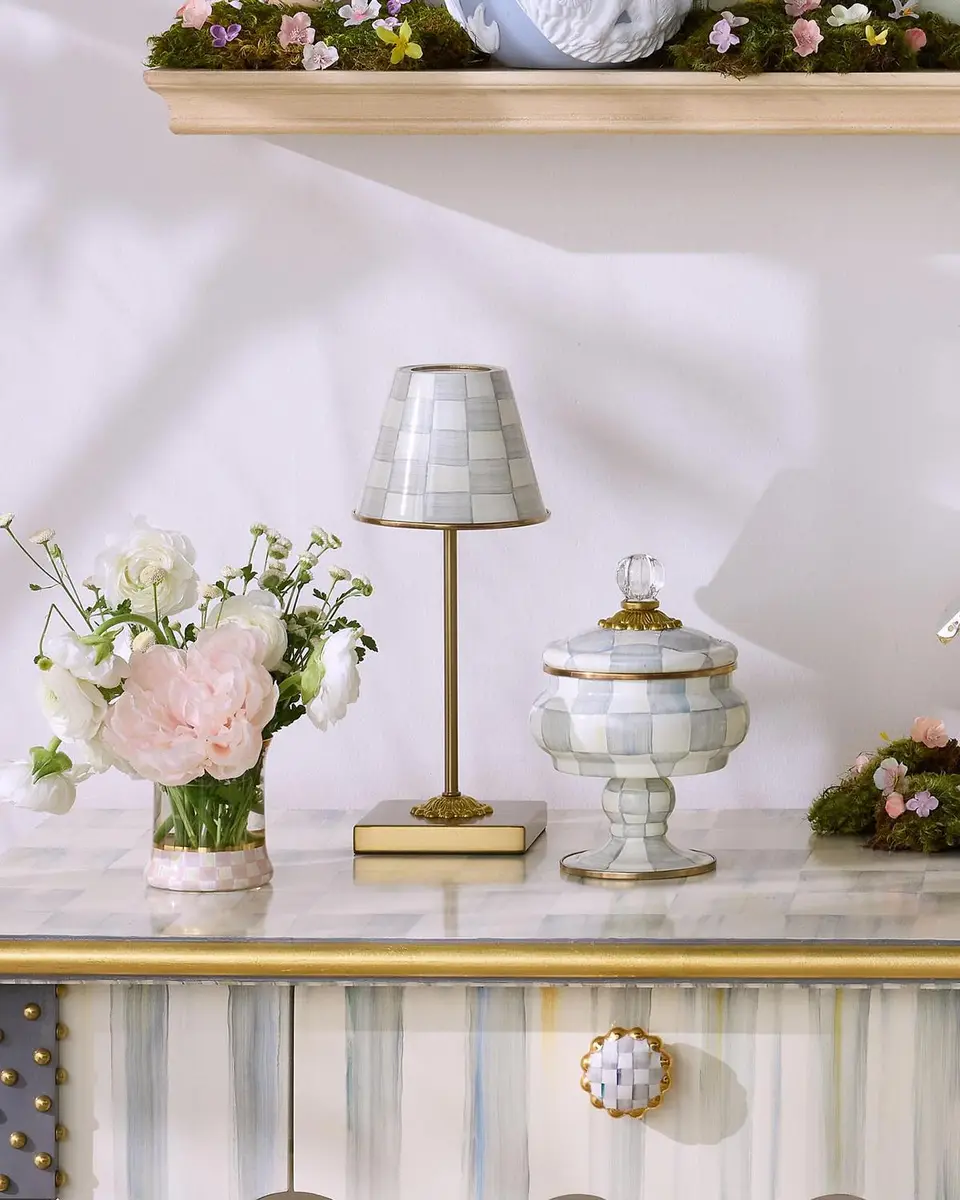 MacKenzie-Childs Sterling Check Rechargeable Cafe Table Lamp | Thumbnail 4