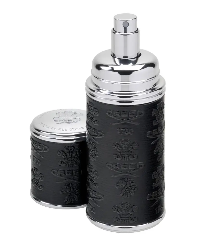 CREED 1.7 oz. Deluxe Atomizer, Black with Silver Trim | Image 1 CREED 1.7 oz. Deluxe Atomizer, Black with Silver Trim | Image 1