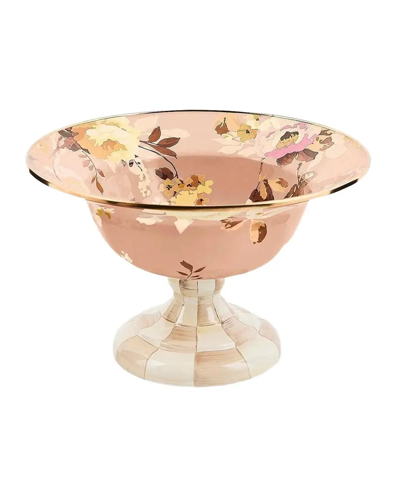 MacKenzie-Childs Wild Rose Mauve Large Compote