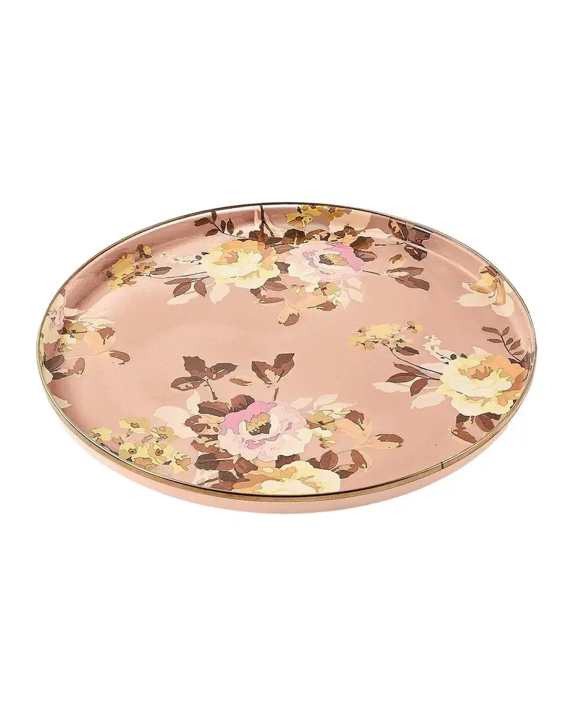 MacKenzie-Childs Wild Rose Mauve Round Tray