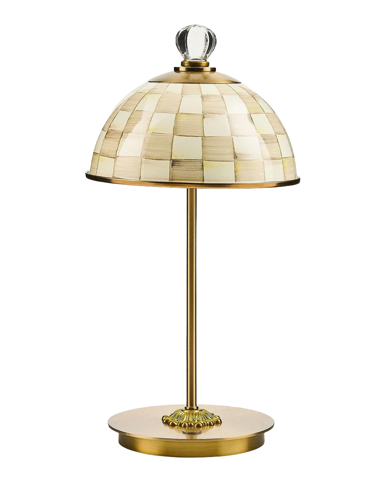 MacKenzie-Childs Mocha Check Rechargeable Dome Table Lamp