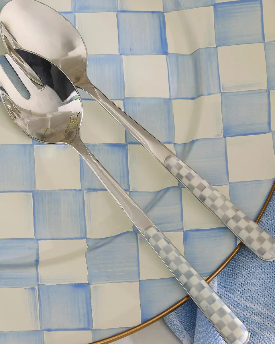 MacKenzie-Childs Sterling Check Bistro 2-Piece Salad Serving Set | Thumbnail 2