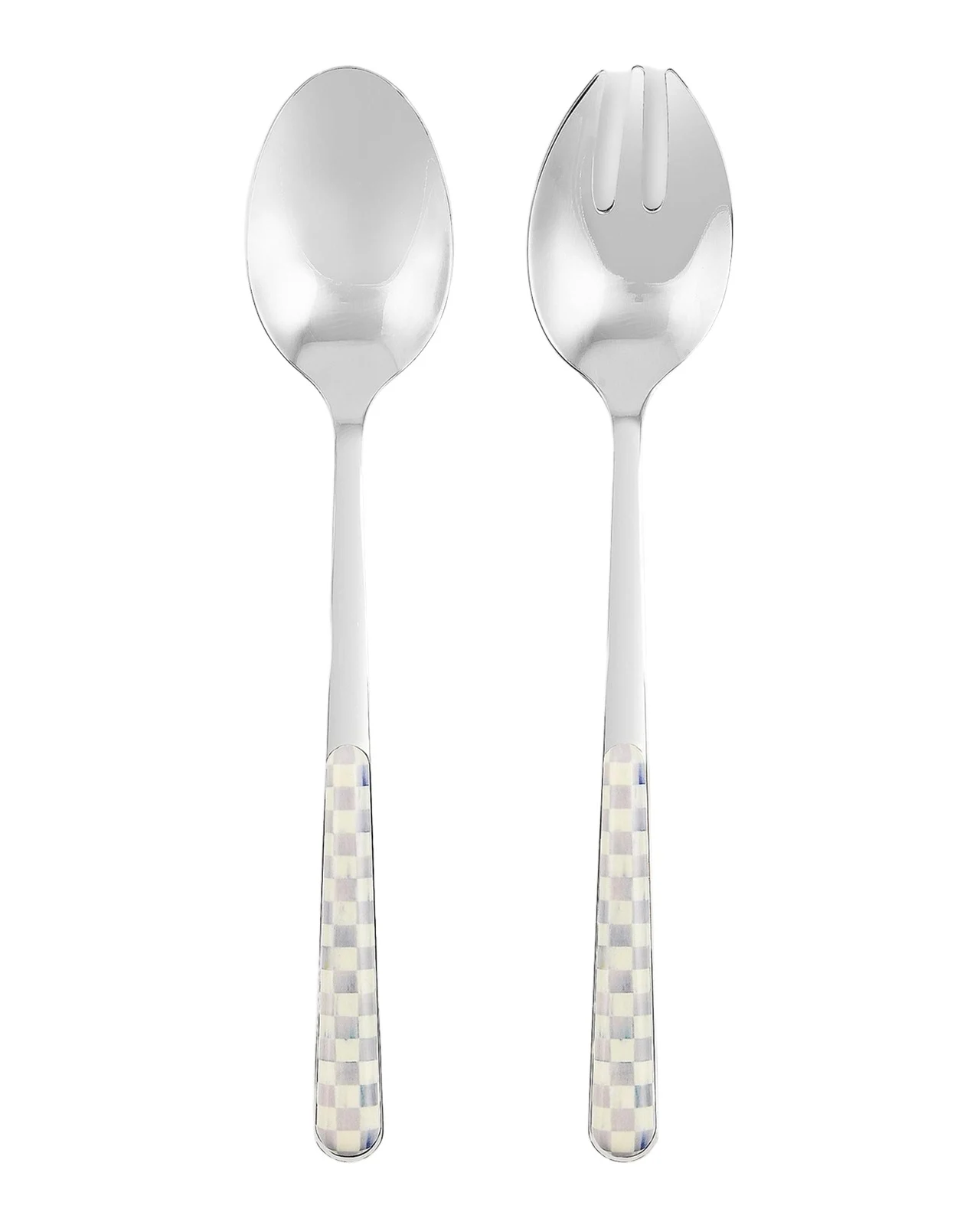 MacKenzie-Childs Sterling Check Bistro 2-Piece Salad Serving Set