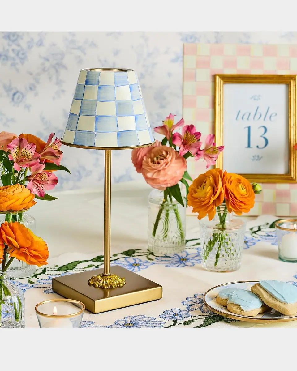 MacKenzie-Childs Sky Check Rechargeable Cafe Table Lamp | Thumbnail 4