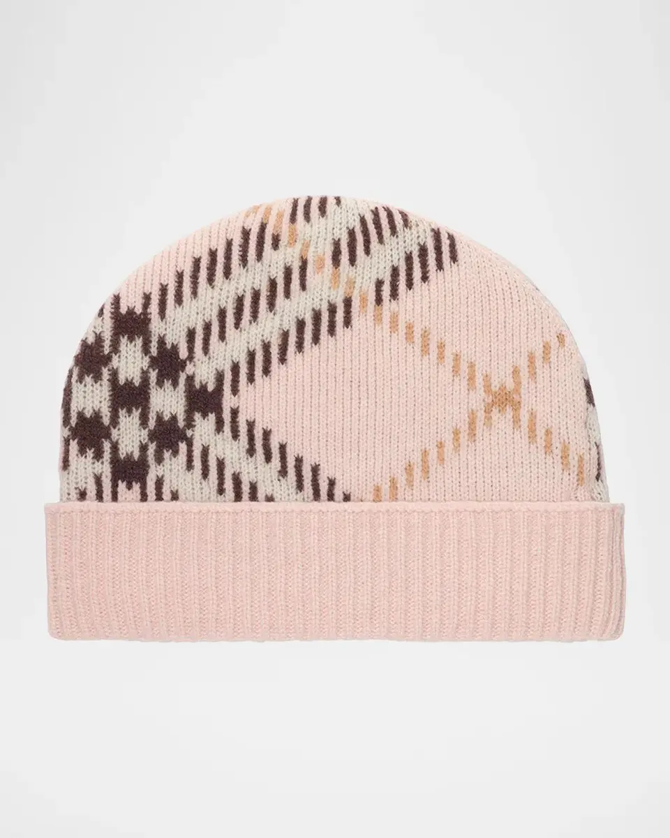 Burberry Check Cashmere Knit Beanie | Thumbnail 2 Burberry Check Cashmere Knit Beanie | Thumbnail 2