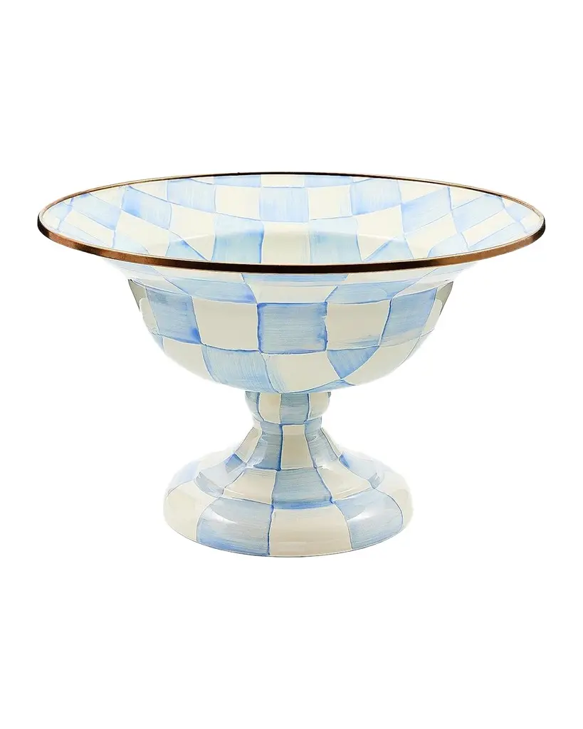 MacKenzie-Childs Sky Check Large Compote