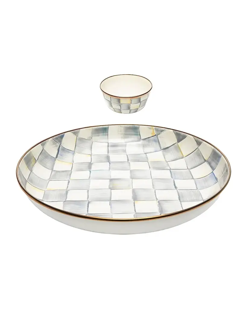 MacKenzie-Childs Sterling Check Chip & Dip Set