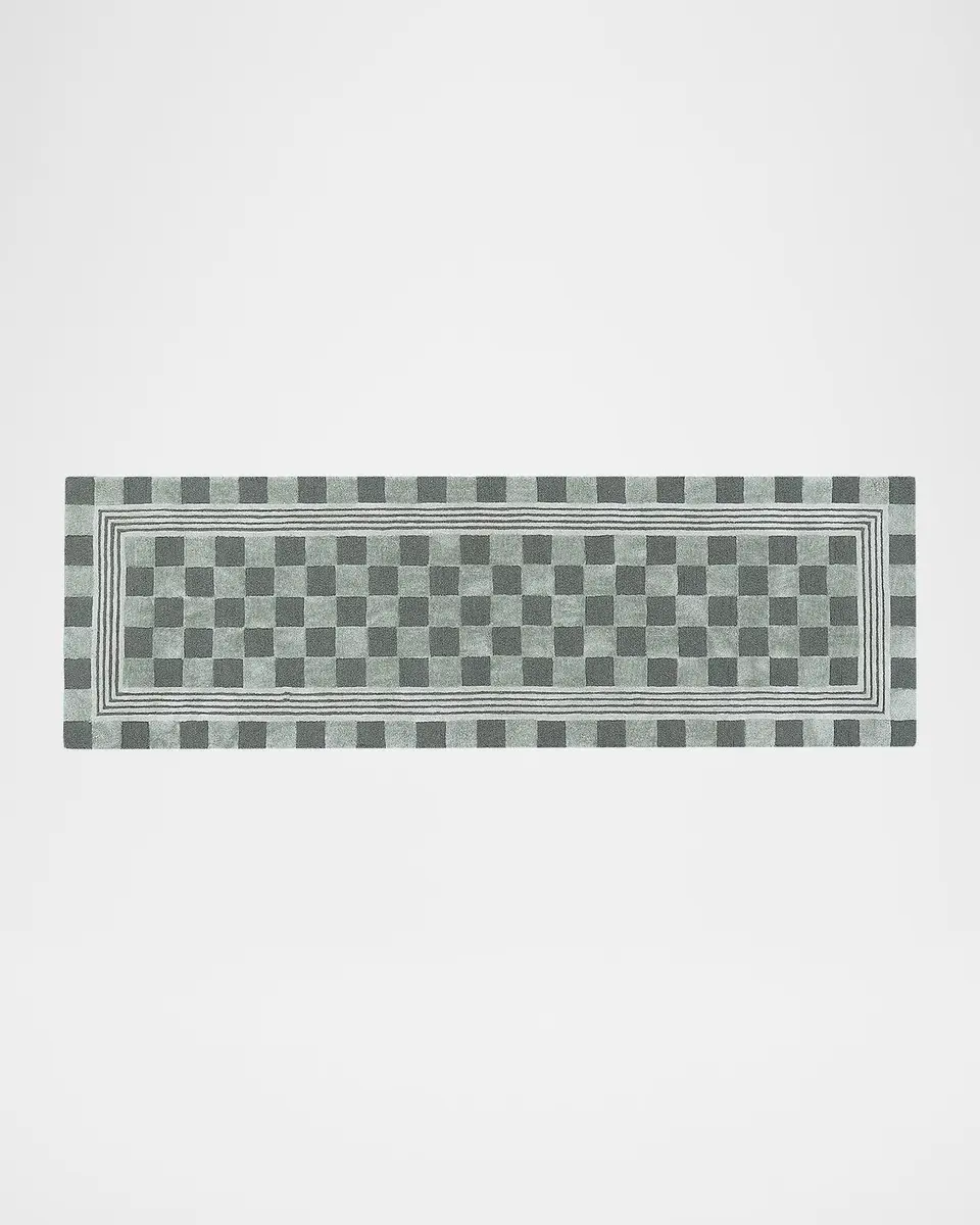 MacKenzie-Childs Sage Green Tonal Check Runner, 3 ' x 8 ' | Thumbnail 2 MacKenzie-Childs Sage Green Tonal Check Runner, 3 ' x 8 ' | Thumbnail 2