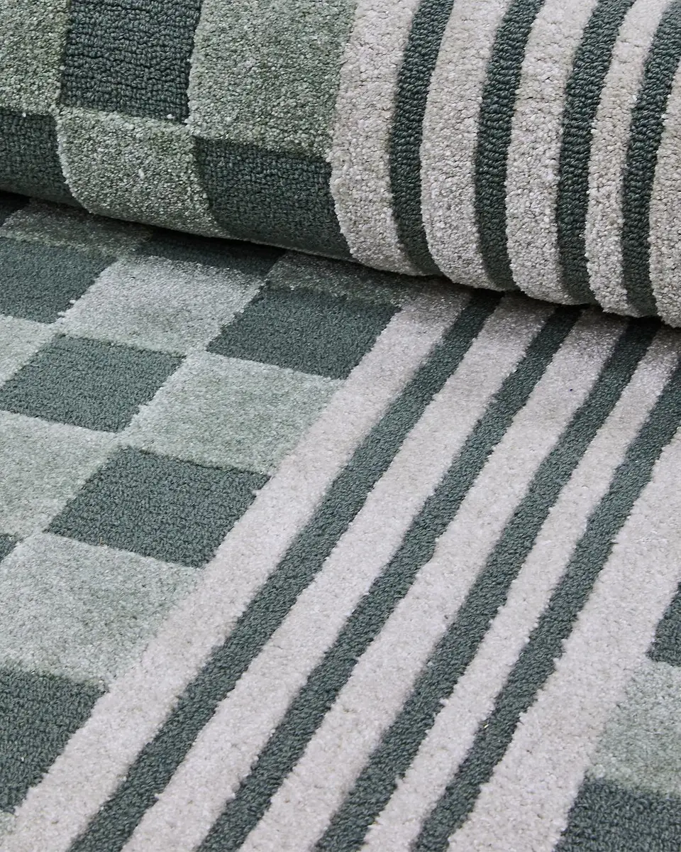MacKenzie-Childs Sage Green Tonal Check Runner, 3 ' x 8 ' | Thumbnail 3 MacKenzie-Childs Sage Green Tonal Check Runner, 3 ' x 8 ' | Thumbnail 3