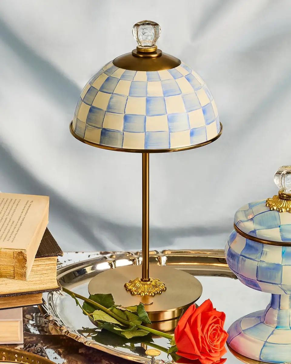 MacKenzie-Childs Sky Check Rechargeable Dome Table Lamp | Thumbnail 3