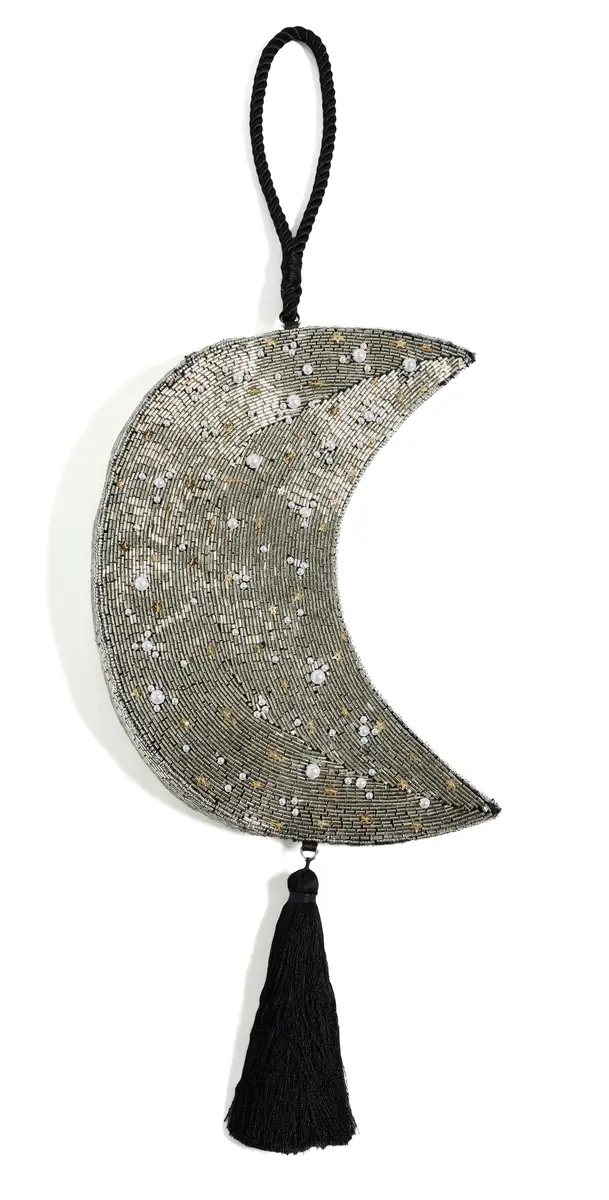 SIMONMILLER Beaded Crescent Wristlet Black/Silver One Size | Image 1 SIMONMILLER Beaded Crescent Wristlet Black/Silver One Size | Image 1
