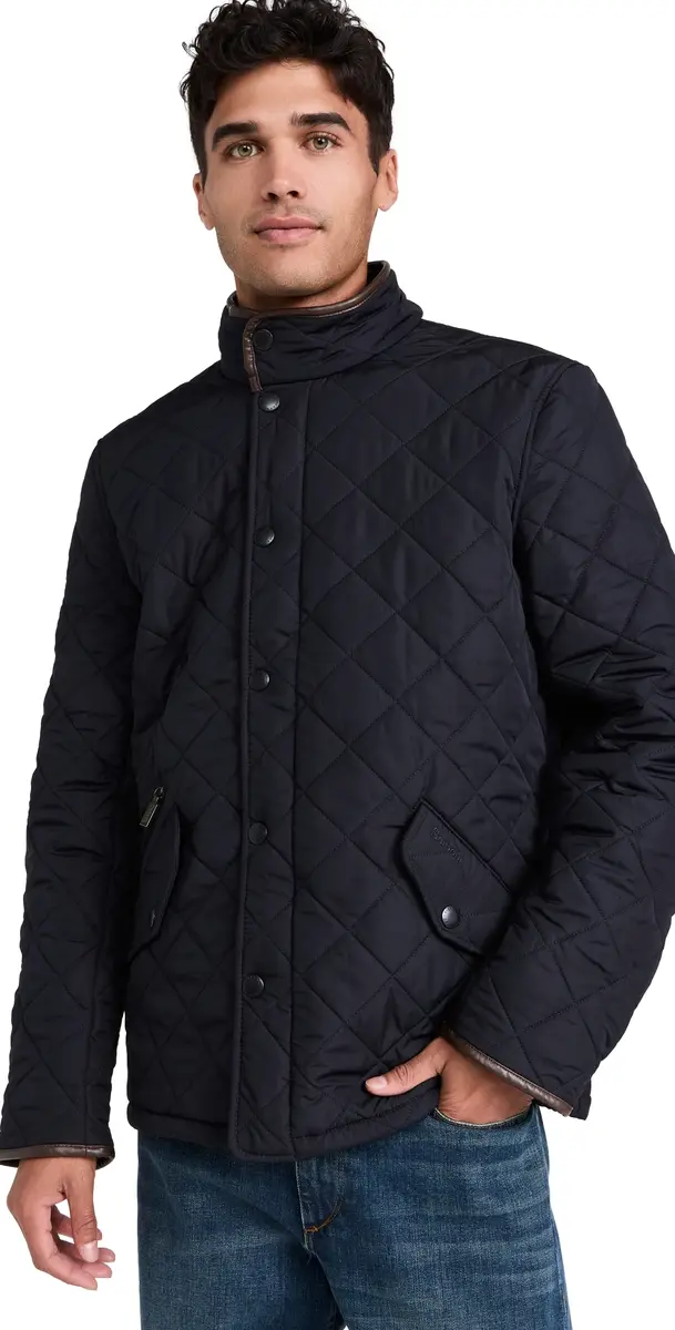 Barbour Powell Quilted Jacket Navy | Image 1 Barbour Powell Quilted Jacket Navy | Image 1
