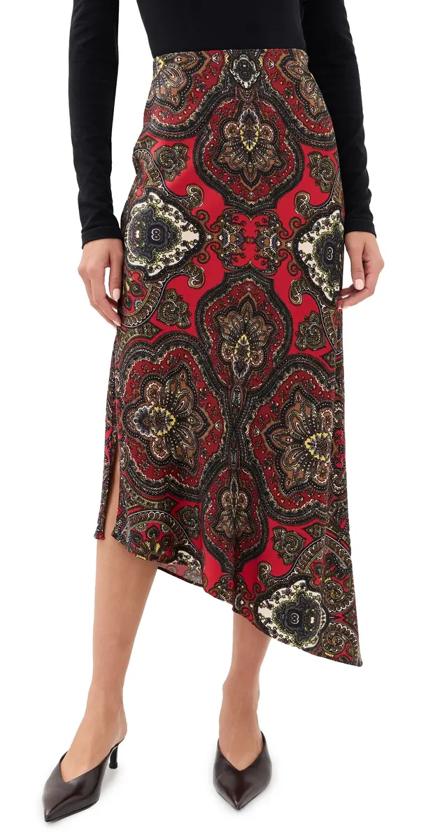 Alice + Olivia Maeve Asymmetric Slip Skirt Bon Voyage Hibiscus Multi | Image 1 Alice + Olivia Maeve Asymmetric Slip Skirt Bon Voyage Hibiscus Multi | Image 1