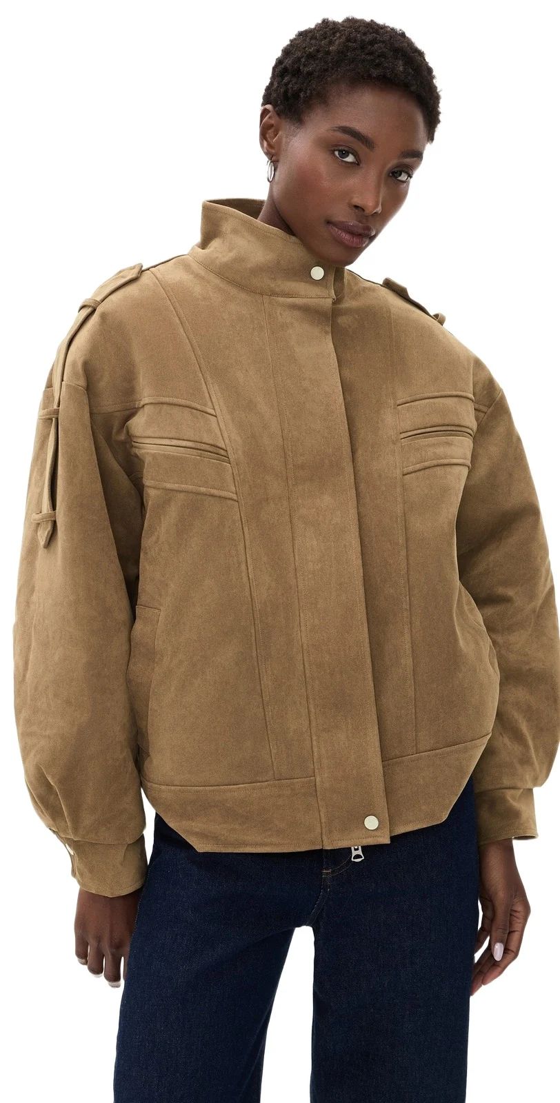 Tova Faux Suede Bomber Jacket Tova Faux Suede Bomber Jacket