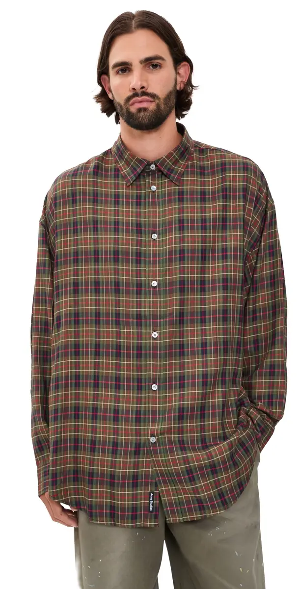Acne Studios Setar Check Flannel Shirt Green Multi | Image 1 Acne Studios Setar Check Flannel Shirt Green Multi | Image 1