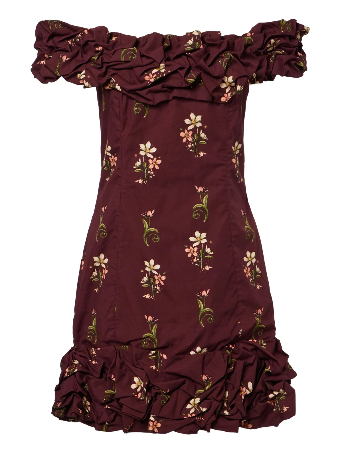 Agua by Agua Bendita Jardin floral off-shoulder cotton minidress
