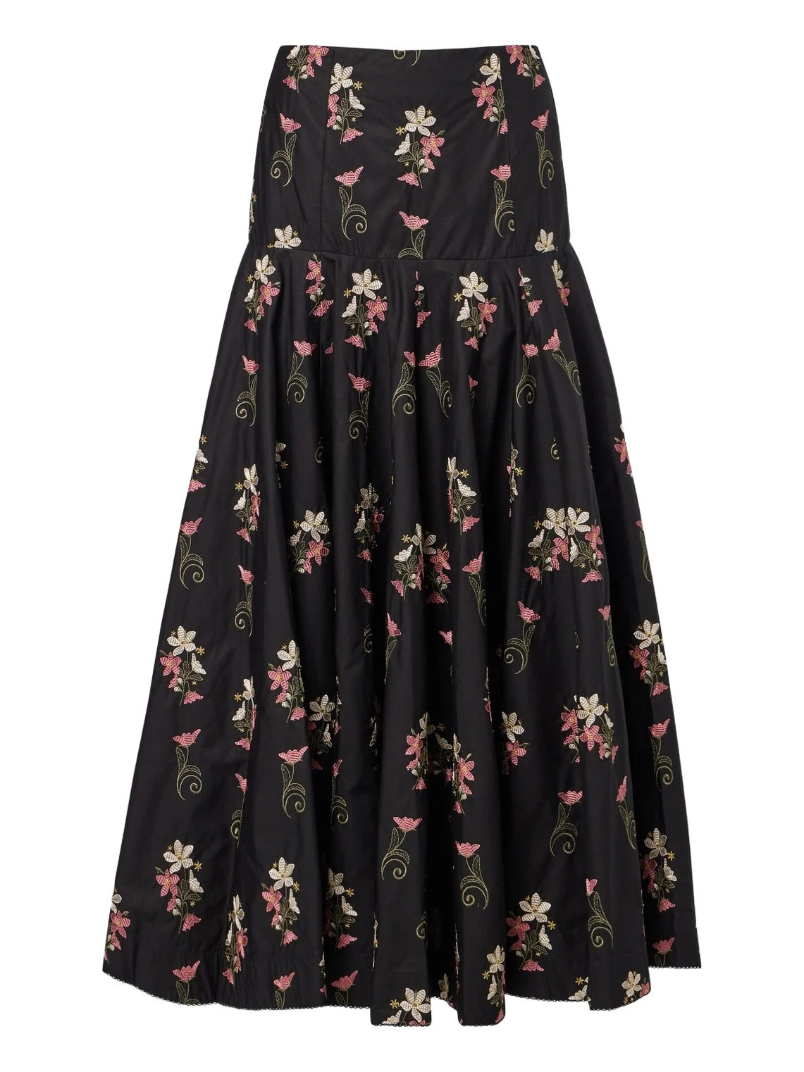 Agua by Agua Bendita Nacar embroidered cotton poplin maxi skirt