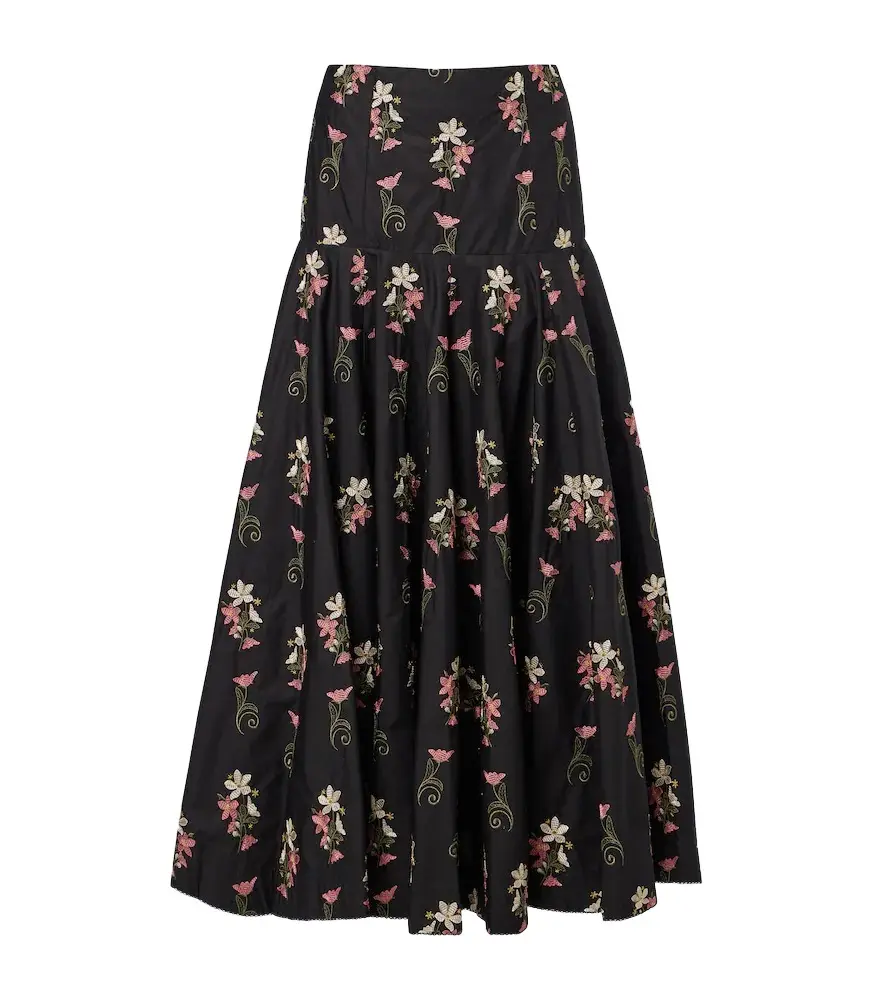 Agua by Agua Bendita Nacar embroidered cotton poplin maxi skirt | Image 1 Agua by Agua Bendita Nacar embroidered cotton poplin maxi skirt | Image 1
