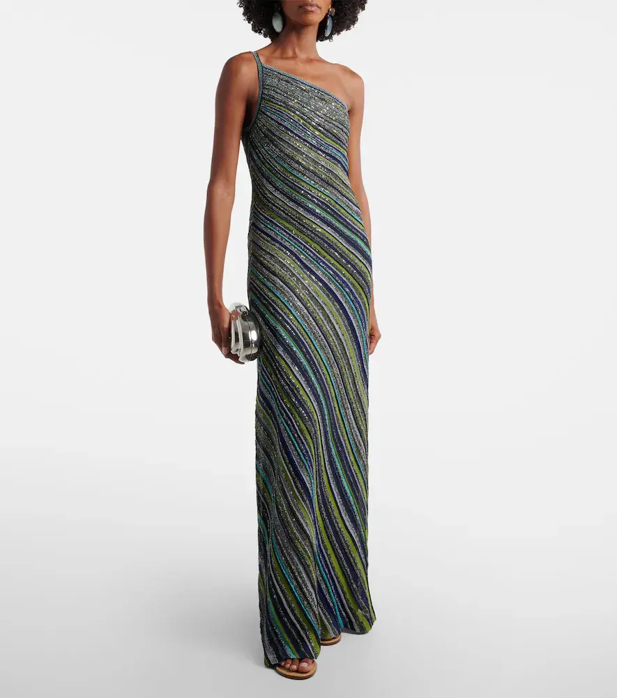 Missoni Sequined one-shoulder lamé maxi dress | Thumbnail 3
