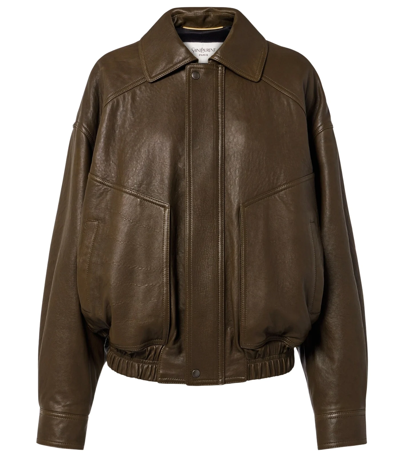 Leather bomber jacket