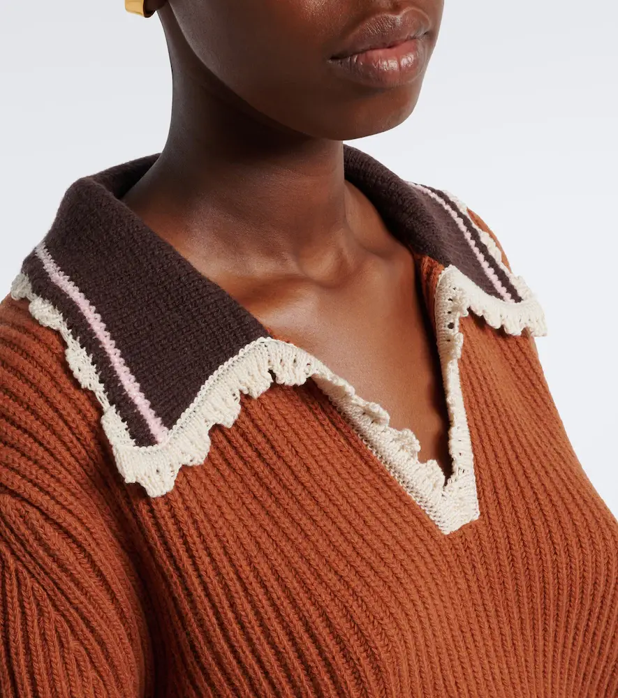 La DoubleJ Crochet-trimmed wool-blend polo sweater | Thumbnail 4 La DoubleJ Crochet-trimmed wool-blend polo sweater | Thumbnail 4