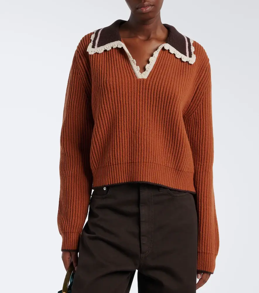 La DoubleJ Crochet-trimmed wool-blend polo sweater | Thumbnail 5 La DoubleJ Crochet-trimmed wool-blend polo sweater | Thumbnail 5