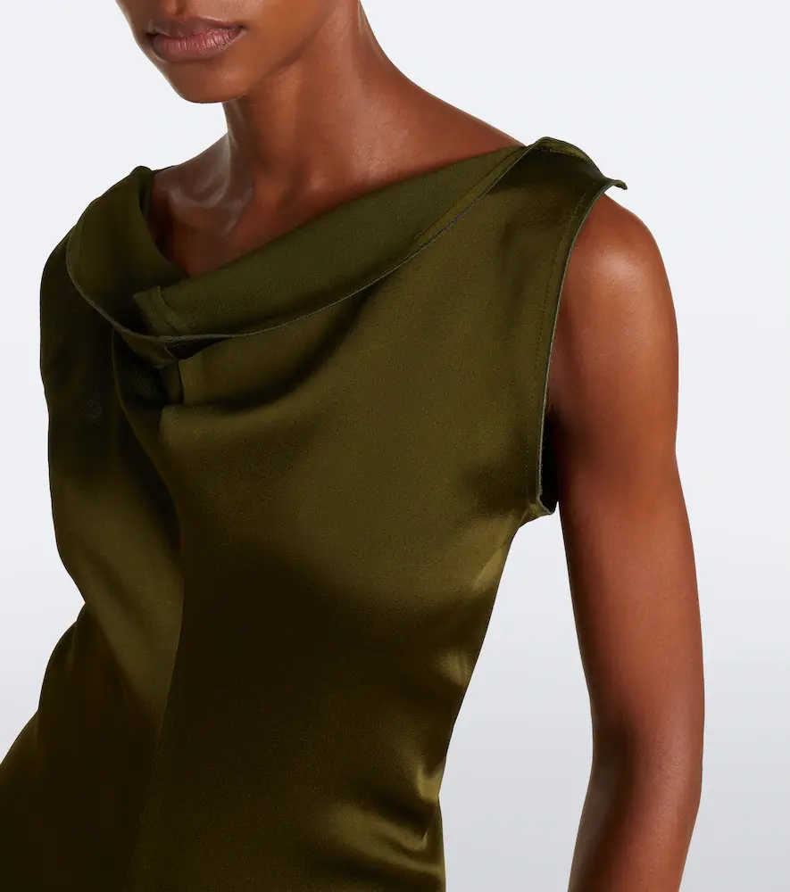 Victoria Beckham Draped asymmetric satin midi dress | Thumbnail 4