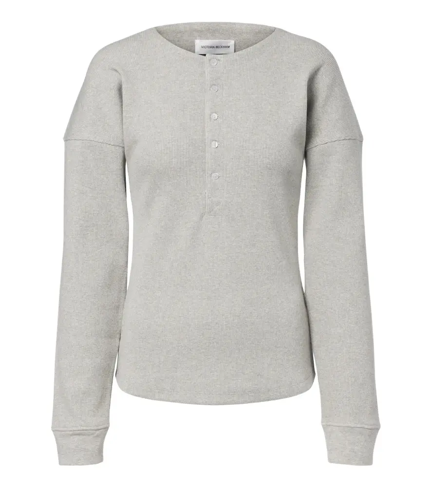 Victoria Beckham Hazel ribbed-knit cotton top | Image 1 Victoria Beckham Hazel ribbed-knit cotton top | Image 1