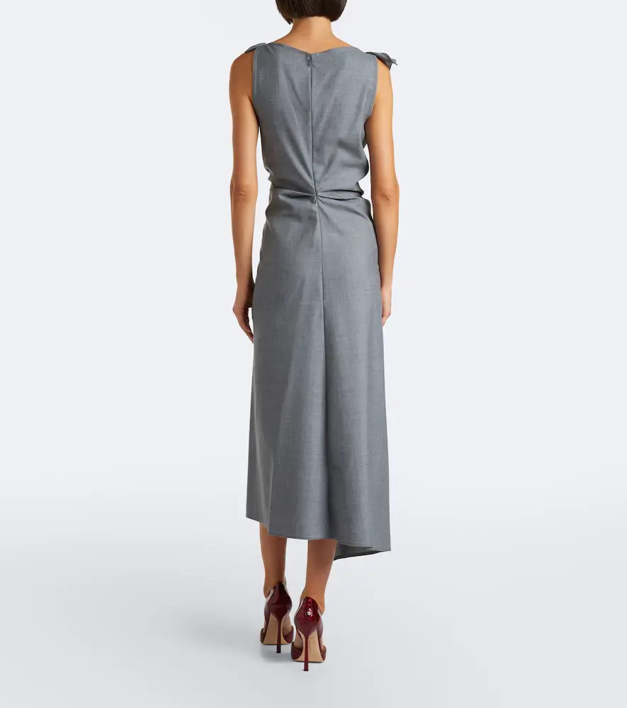Victoria Beckham Draped asymmetric wool midi dress | Thumbnail 2 Victoria Beckham Draped asymmetric wool midi dress | Thumbnail 2
