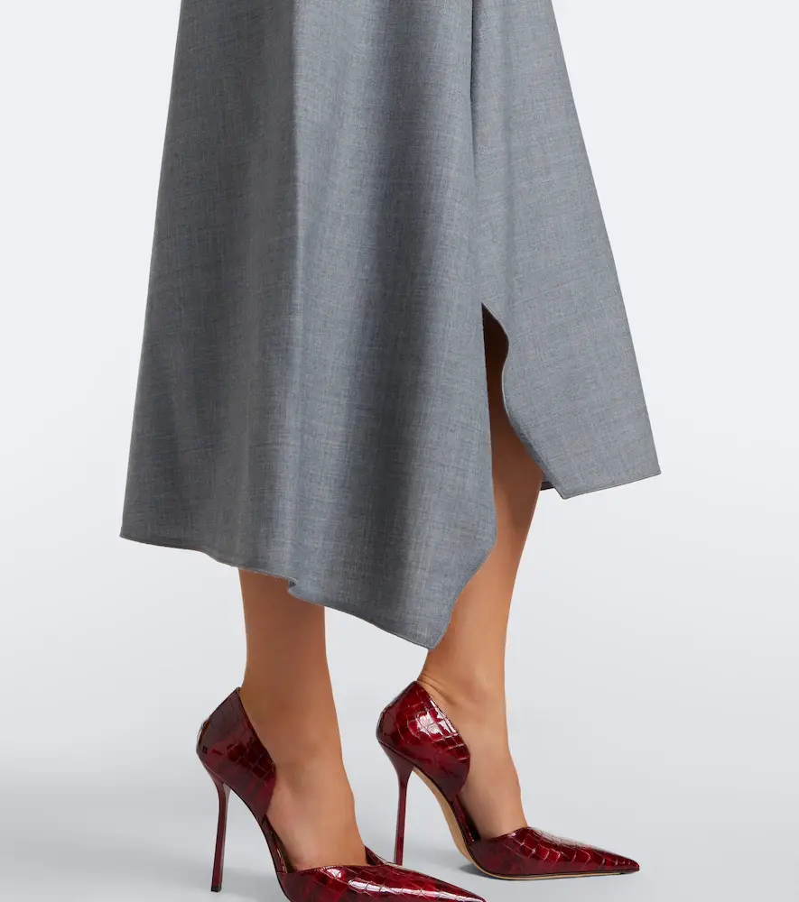 Victoria Beckham Draped asymmetric wool midi dress | Thumbnail 4 Victoria Beckham Draped asymmetric wool midi dress | Thumbnail 4
