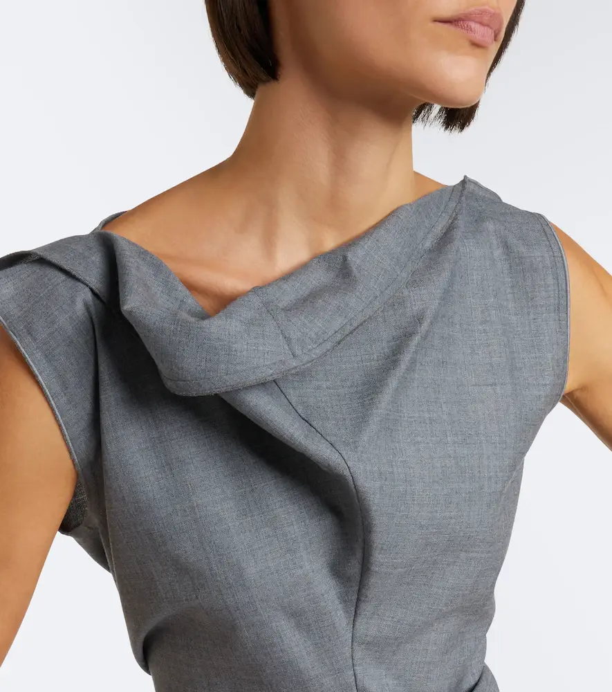 Victoria Beckham Draped asymmetric wool midi dress | Thumbnail 5 Victoria Beckham Draped asymmetric wool midi dress | Thumbnail 5