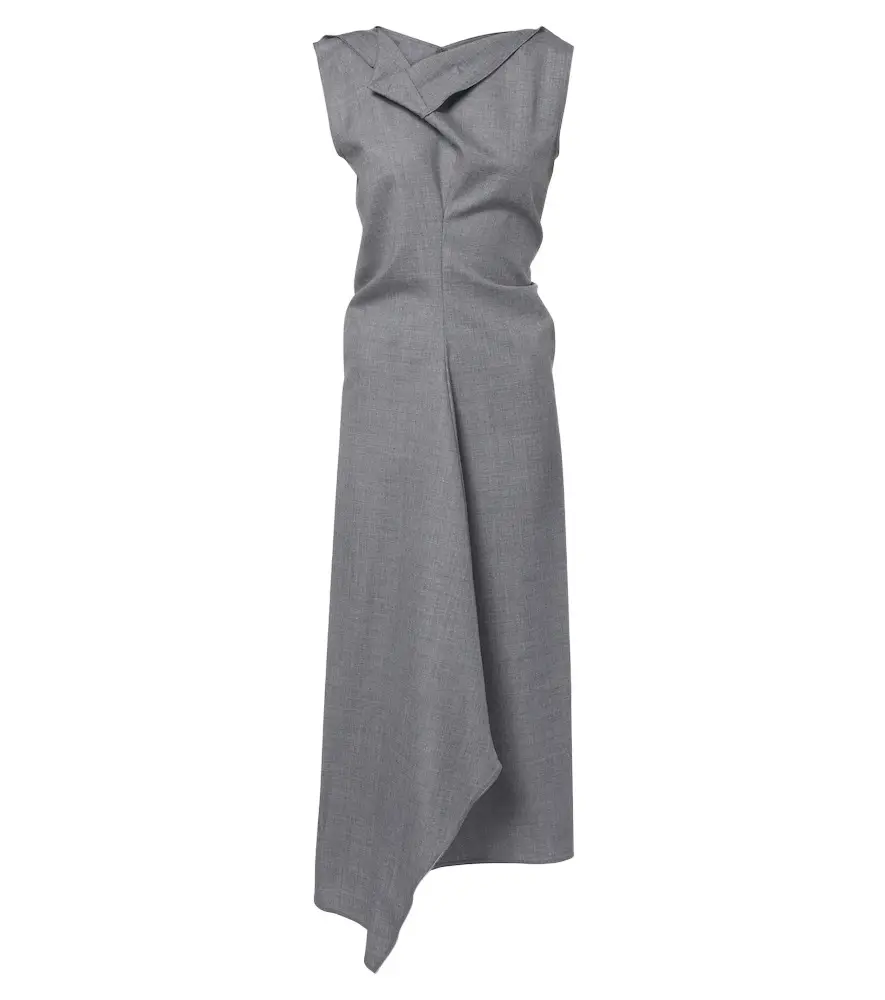 Victoria Beckham Draped asymmetric wool midi dress | Image 1 Victoria Beckham Draped asymmetric wool midi dress | Image 1