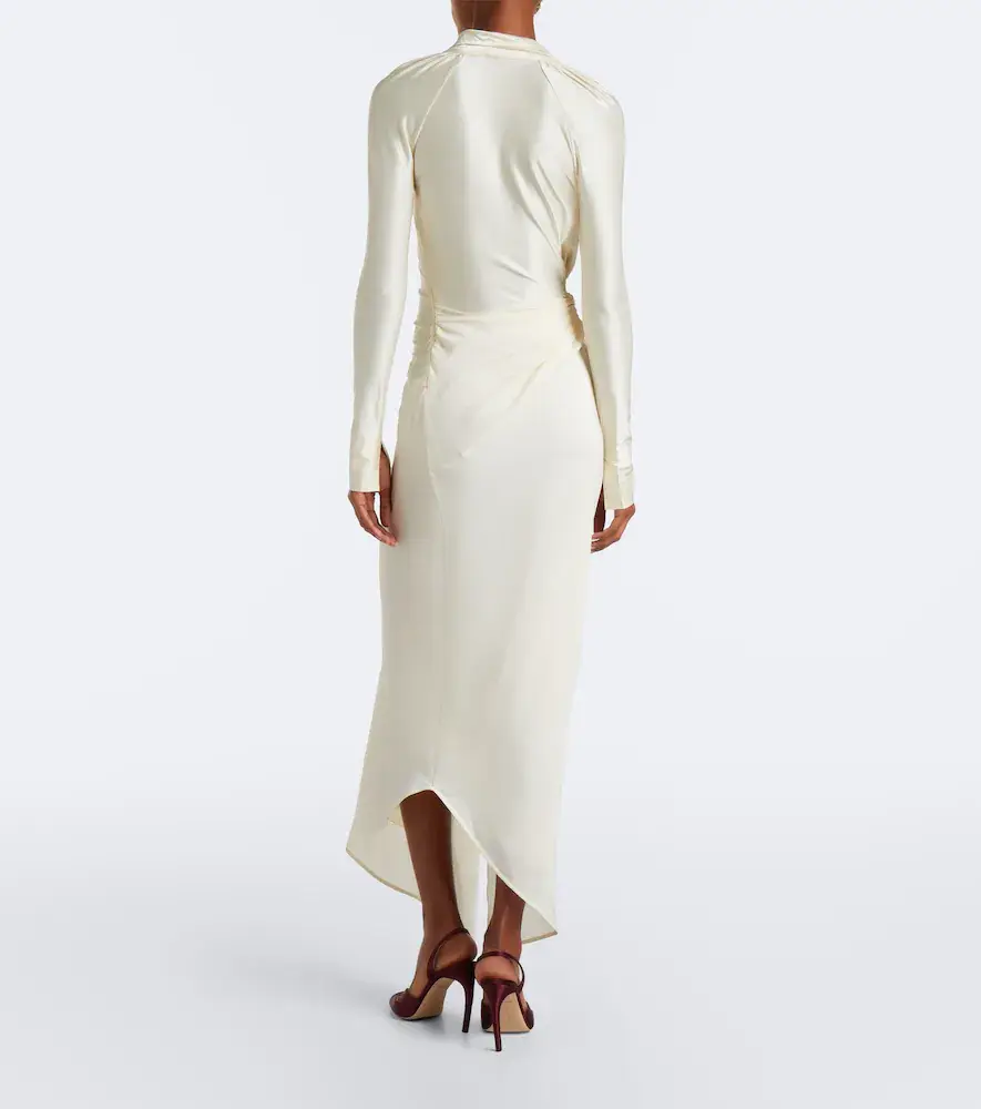 Victoria Beckham Lea draped jersey midi dress | Thumbnail 2 Victoria Beckham Lea draped jersey midi dress | Thumbnail 2