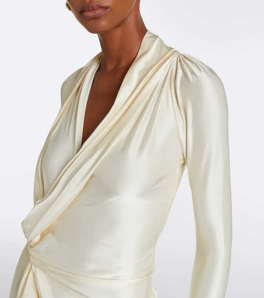 Victoria Beckham Lea draped jersey midi dress | Thumbnail 3 Victoria Beckham Lea draped jersey midi dress | Thumbnail 3