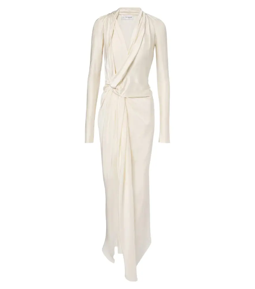 Victoria Beckham Lea draped jersey midi dress | Image 1 Victoria Beckham Lea draped jersey midi dress | Image 1