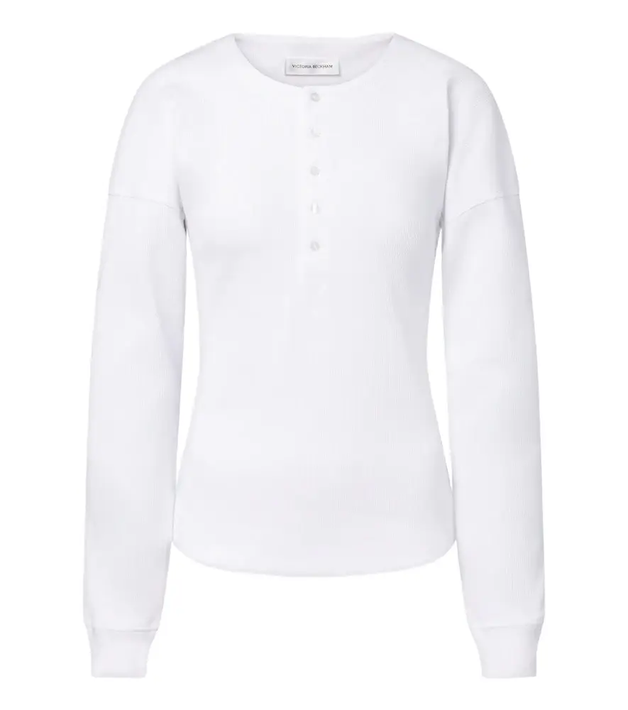 Victoria Beckham Hazel ribbed-knit cotton top | Image 1 Victoria Beckham Hazel ribbed-knit cotton top | Image 1