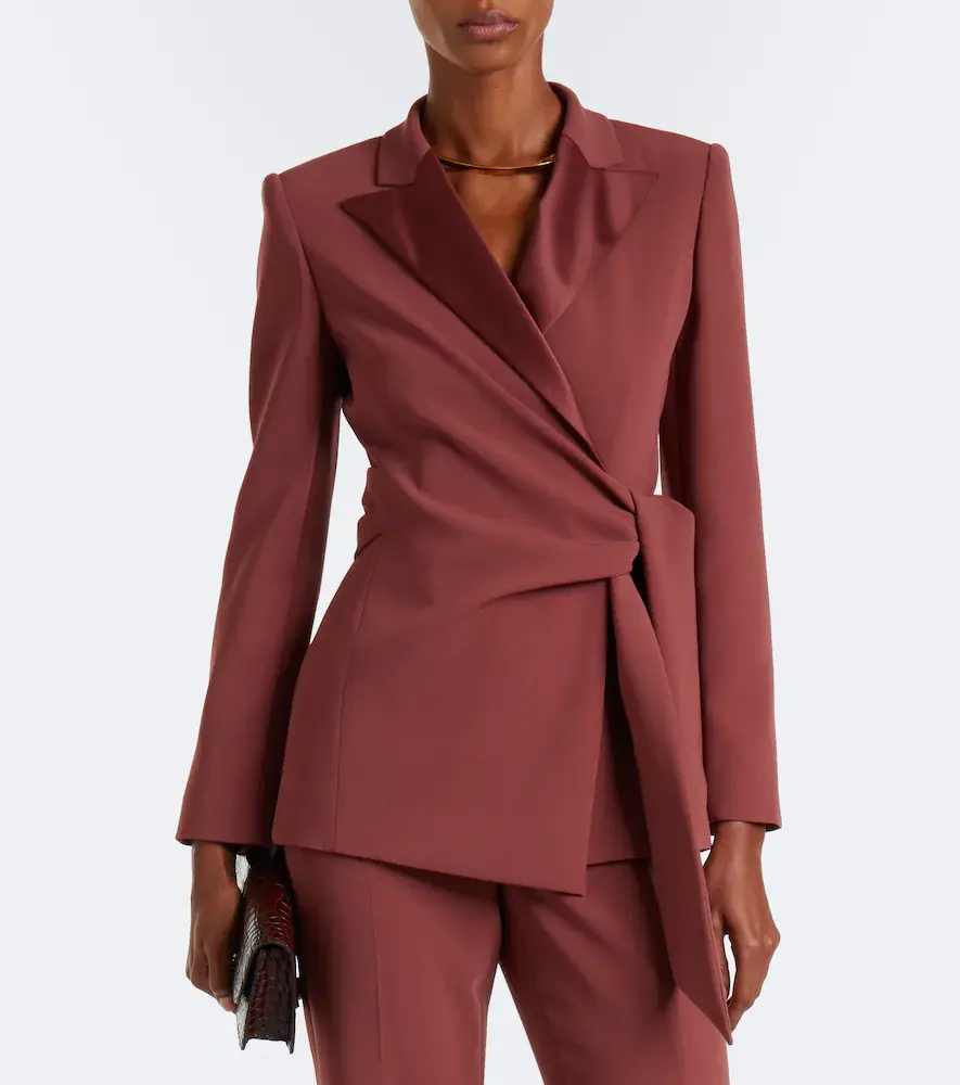 Max Mara Elegante satin-trimmed wrap blazer | Thumbnail 6
