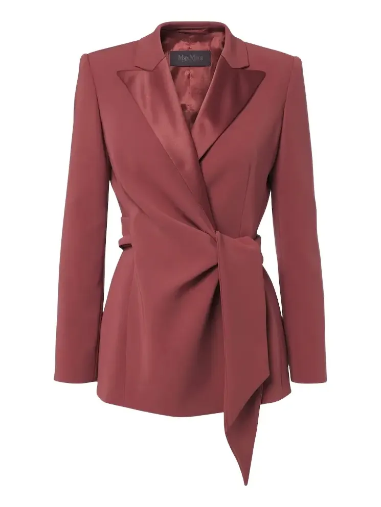 Elegante satin-trimmed wrap blazer