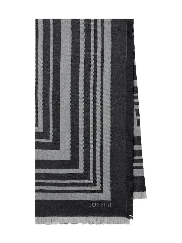 Neoma fringed jacquard virgin wool scarf
