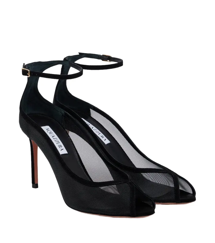 Love Affair suede-trimmed mesh slingback sandals Love Affair suede-trimmed mesh slingback sandals