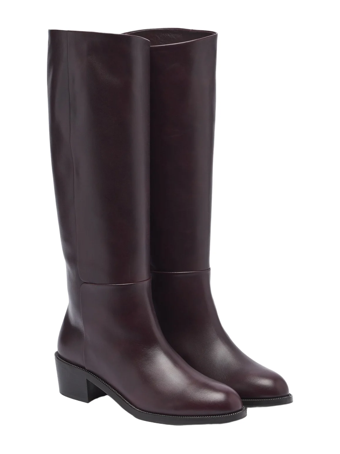 Sellier leather knee-high boots