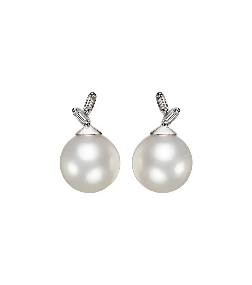 Suzanne Kalan 18kt white gold drop earrings with pearls and diamonds | Image 1 Suzanne Kalan 18kt white gold drop earrings with pearls and diamonds | Image 1