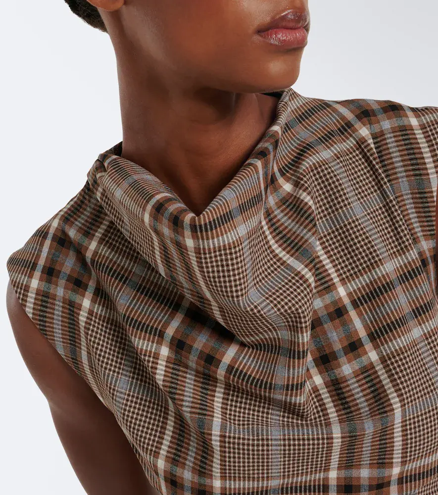 Simkhai Burke draped plaid midi dress | Thumbnail 2 Simkhai Burke draped plaid midi dress | Thumbnail 2