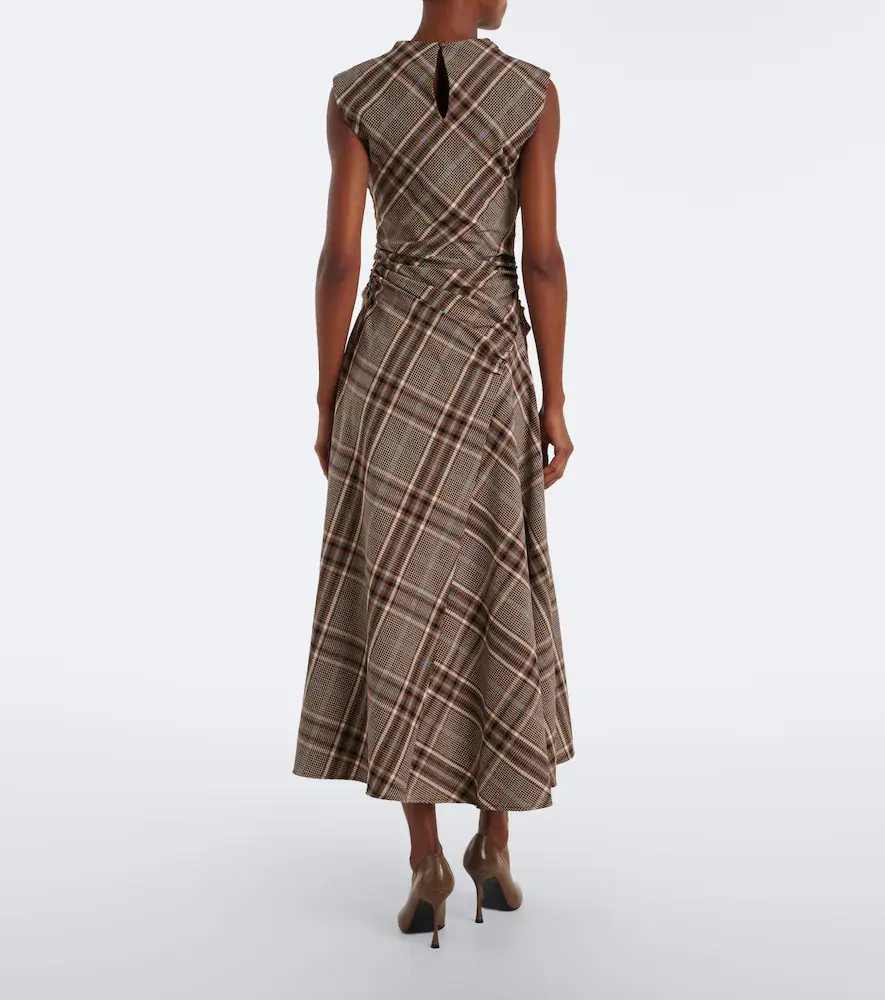 Simkhai Burke draped plaid midi dress | Thumbnail 4 Simkhai Burke draped plaid midi dress | Thumbnail 4