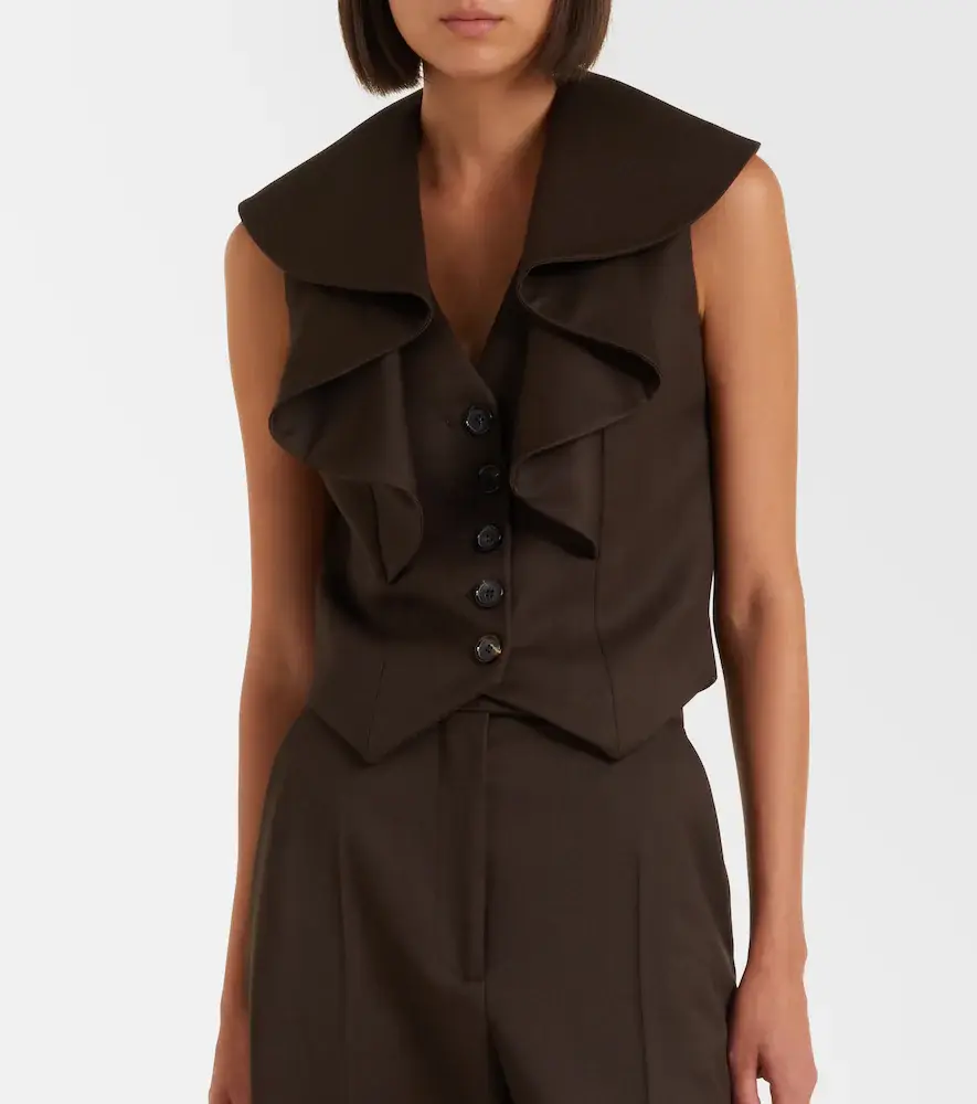 Alexander McQueen Ruffled wool barathea vest | Thumbnail 2 Alexander McQueen Ruffled wool barathea vest | Thumbnail 2
