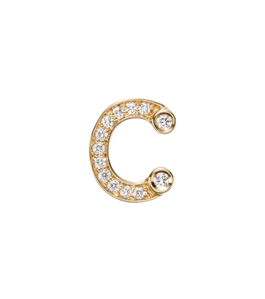 Sophie Bille Brahe Initial Petite C 18kt gold single earring with diamonds | Image 1 Sophie Bille Brahe Initial Petite C 18kt gold single earring with diamonds | Image 1