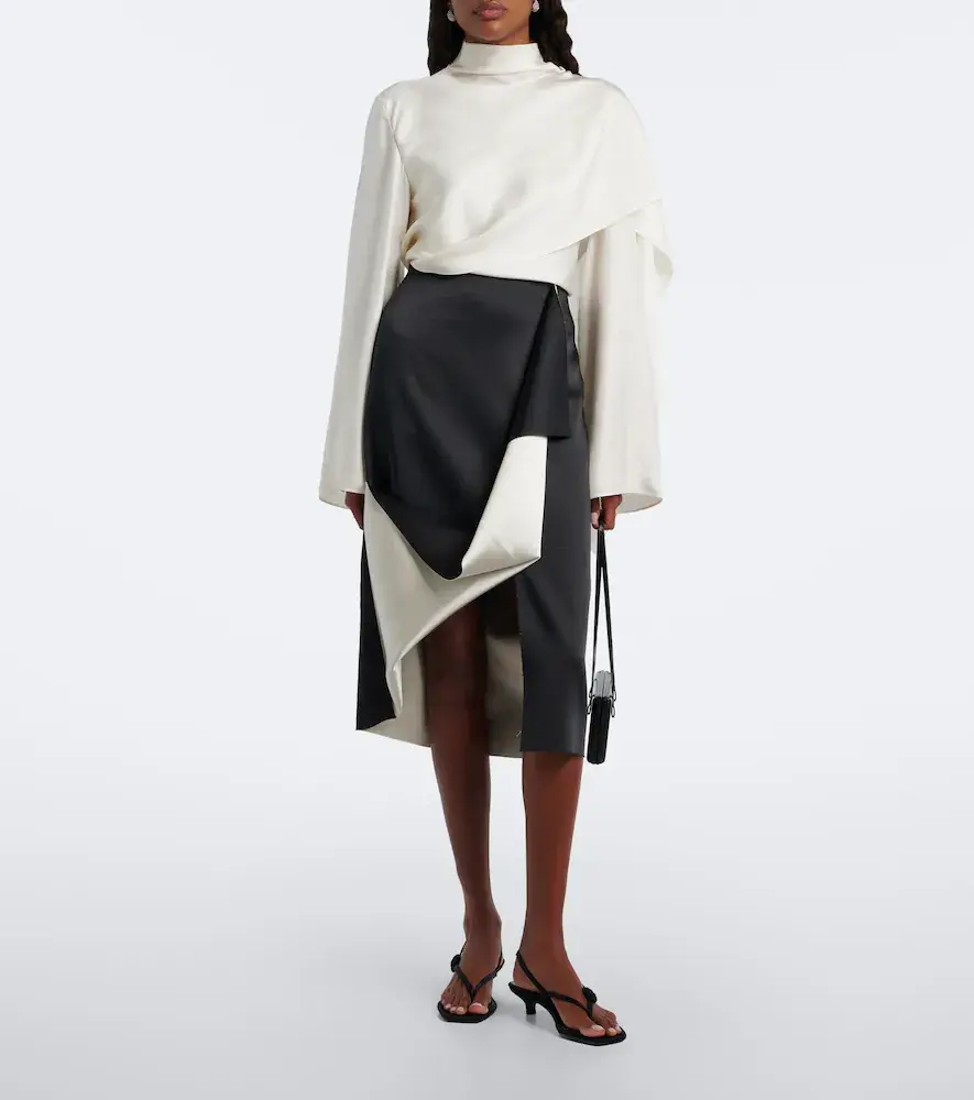 RÓHE Róhe Draped asymmetric satin midi skirt | Thumbnail 4 RÓHE Róhe Draped asymmetric satin midi skirt | Thumbnail 4